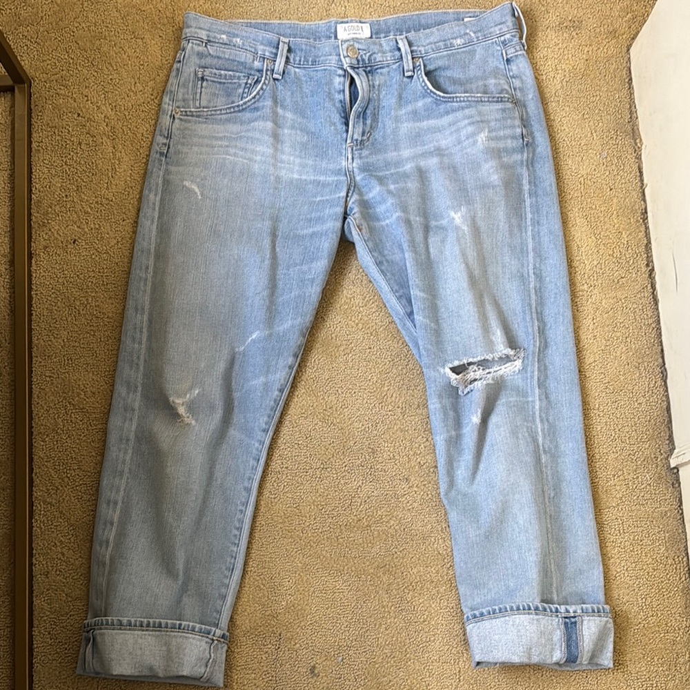 Women’s Agolde Isabel Sz 29 Light Wash Distressed Denim Jeans